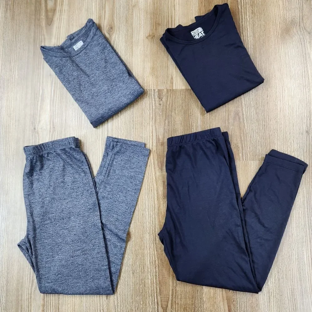 💜32 Degrees 2 Sets Gray & Black Thermal Top & Leggings Youth Large #1